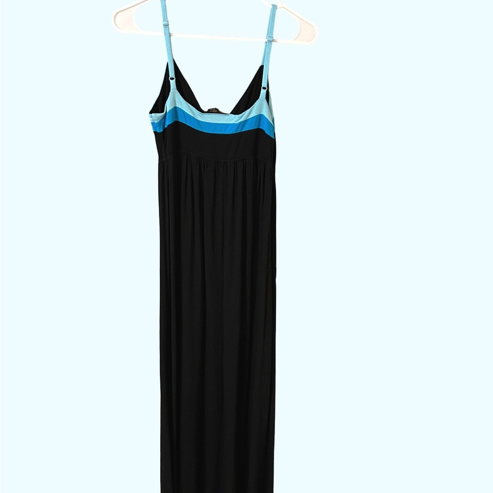 INC International Concepts Maxi Dress Small Black Blue Stripe Jersey - Picture 3 of 5